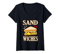 Donna We Finish Each Other's Sandwiches Bologna Carne Cibo Grafica Maglietta con Collo a V