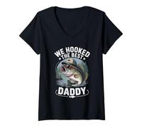 Donna We Hooked The Best Daddy Funny Fishing Dad Maglietta con Collo a V