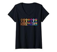 Donna We Rise Together LGBTQ Pride | Orgoglio per la diversità e l'inclusione Maglietta con Collo a V