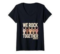 Donna We Rock Together #BeGreat unità Diversità Maglietta con Collo a V