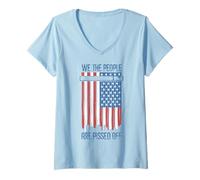 Donna We the people are pissed off bandiera americana sminuzzata Maglietta con Collo a V