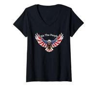 Donna We The People Bald Eagle con Bandiera Americana patriottica Maglietta con Collo a V