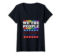 Donna We The People Rainbow No Kings In America Dichiarazione Maglietta con Collo a V