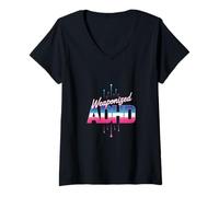 Donna Weaponized ADHD Maglietta con Collo a V
