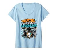 Donna Weapons of Mass Percussion Batteria Batteria Graffiti Teschio Maglietta con Collo a V