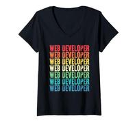 Donna Web Developer Vintage Style Lavoro Maglietta con Collo a V