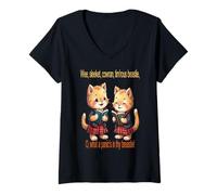 Donna Wee, Sleeket, Cowran, Tim'rous Beastie Cute Cat Burns Night Maglietta con Collo a V