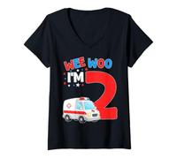Donna Wee Woo I Am 2 Years Old Age 2 Compleanno Bambini Maglietta con Collo a V
