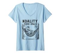 Donna Weekend Mood Lazy Koala Amante Pun Amante Maglietta con Collo a V