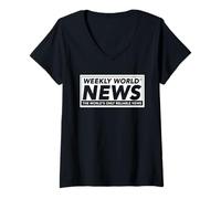Donna Weekly World News - Logo Ufficiale Maglietta con Collo a V