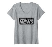 Donna Weekly World News - Logo Ufficiale Maglietta con Collo a V