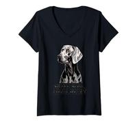 Donna Weimaraner Love | Silver Soul Leyal Heart Dog Maglietta con Collo a V