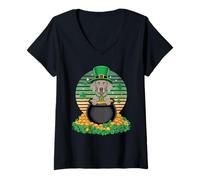 Donna Weimaraner St Patricks Day Leprechaun Shamrock Maglietta con Collo a V