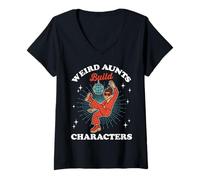 Donna Weird Aunts Build Characters Funny Groovy Disco Aunt Life Maglietta con Collo a V