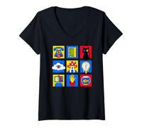 Donna Weirdcore Kidcore Pop Art Surreale Icona griglia estetica Gen Z Maglietta con Collo a V