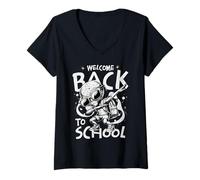 Donna Welcome Back To School Alien Dab Illustration Cool Student Maglietta con Collo a V