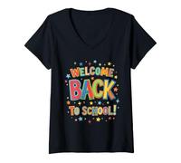 Donna Welcome Back to School Maglietta con Collo a V