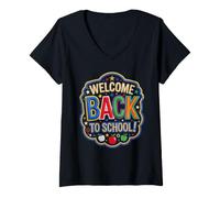 Donna Welcome Back to School Maglietta con Collo a V