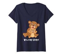 Donna Welcome Home! T-Shirt Orsacchiotto a Braccia Aperte Maglietta con Collo a V