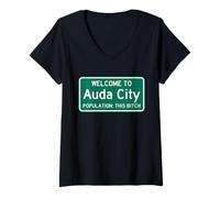 Donna Welcome to Auda City, Population: This Bitch Road Sign Maglietta con Collo a V