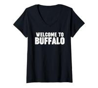Donna Welcome to Buffalo Maglietta con Collo a V