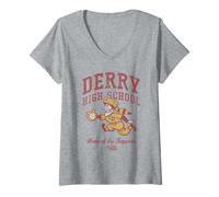 Donna Welcome To Derry Home of The Trappers Maglietta con Collo a V