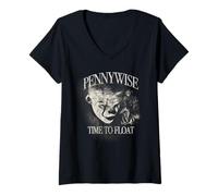 Donna Welcome To Derry Time To Float Pennywise Maglietta con Collo a V