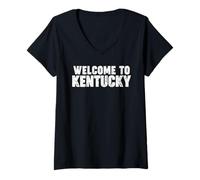 Donna Welcome to Kentucky Maglietta con Collo a V