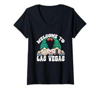 Donna Welcome To Las Vegas Funny GNOME Graphic for Casino Lover Maglietta con Collo a V