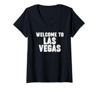 Donna Welcome to Las Vegas Maglietta con Collo a V