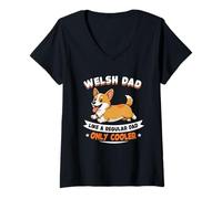Donna Welsh Corgi Dad, Come Un Normale papà Solo più Figo - Welsh Dog Maglietta con Collo a V