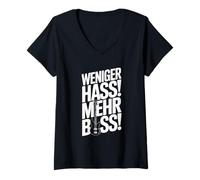 Donna Weniger HASS Mehr Bass Funny Music Festival DJ Techno Citazione Maglietta con Collo a V