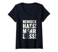 Donna Weniger HASS Mehr Bass Funny Music Festival DJ Techno Citazione Maglietta con Collo a V