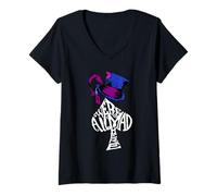 Donna We're all Mad Here Alice nel Paese delle Meraviglie Spade T-Shirt Maglietta con Collo a V
