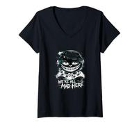 Donna We're all Mad Here Dual Controller Glitch Gamer Smile Maglietta con Collo a V