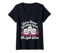 Donna We're Never Drinking Again Oh Look Wine Festa |- Maglietta con Collo a V