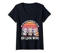 Donna We're Never Drinking Again Oh Look Wine Festa ----- Maglietta con Collo a V