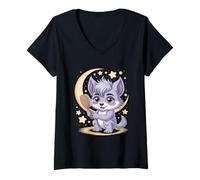 Donna Werewolf Vanity Pastel Goth Halloween Maglietta con Collo a V