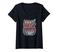 Donna West Ham East London Inghilterra Case vittoriane e banchine Maglietta con Collo a V