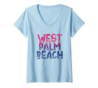 Donna West Palm Beach Florida - West Palm Beach FL Anni '70 retrò Maglietta con Collo a V