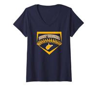 Donna West Virginia Baseball Shield Art WV Travel Team giocatore di palla Maglietta con Collo a V