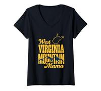 Donna West Virginia Mountain Mama WV Pride Appalachian Escursionismo Maglietta con Collo a V