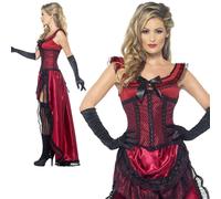 Donna Western Autentico Brothel Babe Costume Rosso Costume Burlesque UK 8-18