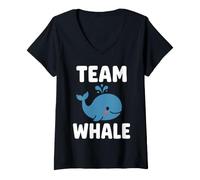 Donna Whale Lover Cute Ocean Animal Marine Life Team Whale Maglietta con Collo a V