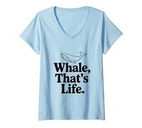 Donna Whale That's Life Ispirational Ocean Lover Maglietta con Collo a V