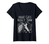 Donna What Cat Really Thinks Matematica Formule Divertenti Uomini Donne Bambini Maglietta con Collo a V