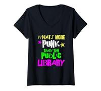 Donna What’s More Punk Than The Public Library Maglietta con Collo a V