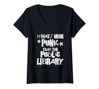 Donna What’s More Punk Than The Public Library Maglietta con Collo a V