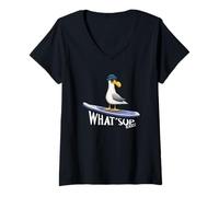 Donna What SUP Beaches Gabbiano in Stand up Paddling Casuale Maglietta con Collo a V