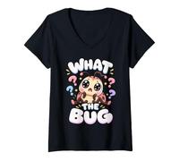 Donna What The Bug Catcher Funny Entomology Insect Catching Maglietta con Collo a V